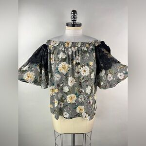 💚 3359. Floral Shoulder Loose Fit Blouse